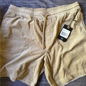 Beige Corduroy Shorts with Drawstring